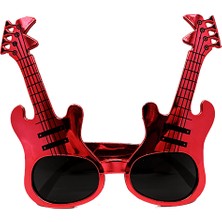 Kırmızı Renk Gitar Şekilli Parti Gözlüğü