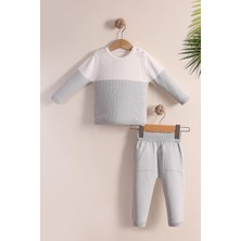 Kidello Gri Beyaz Pamuklu Erkek Bebek 2'li Takım