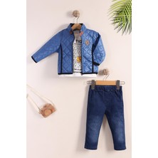 Kidello Lacivert Montlu Erkek Bebek 3'lü Takım (1-3 Yaş)