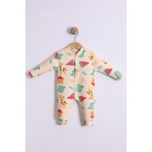 Kidello Krem Zürafalı Erkek Bebek Tulum