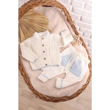 Kidello Ekru 3'lü Örme Triko Bebek Takım