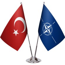 Nato ve Türkiye Ikili Masa Bayrağı Seti