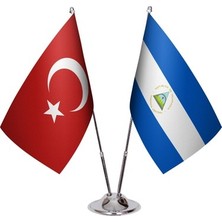 Nigaragua ve Türkiye Ikili Masa Bayrağı Seti