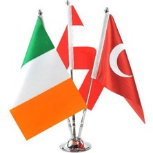 Krom Üçlü (3lü) Devlet Masa Bayrağı