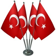 Krom Dörtlü (4lü) Türk Masa Bayrağı