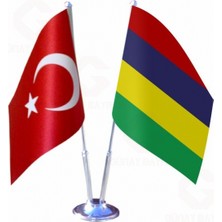 Mauritius ve Türkiye Ikili Masa Bayrağı Seti