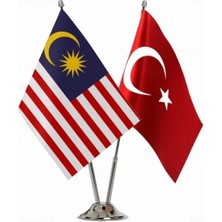 Malezya ve Türkiye Ikili Masa Bayrağı Seti