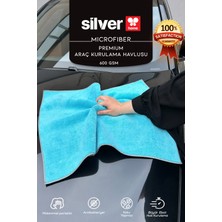 Silver Home 50×70 cm Büyük Boy Lamine 600 Gsm Mavi-Gri Çift Yüzlü Araç Kurulama Havlusu