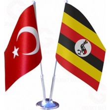 Uganda ve Türkiye Ikili Masa Bayrağı Seti