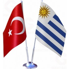 Uruguay ve Türkiye Ikili Masa Bayrağı Seti