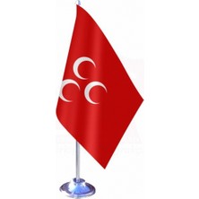 Kırmızı Üçhilal Masa Bayrağı
