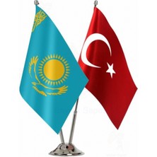 Kazakistan ve Türkiye Ikili Masa Bayrağı Seti
