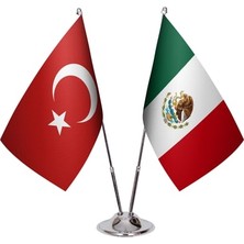 Meksika ve Türkiye Ikili Masa Bayrağı Seti