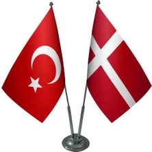 Danimarka ve Türkiye Ikili Masa Bayrağı Seti