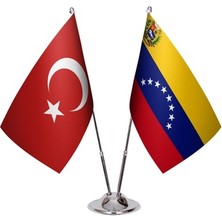 Venezuella ve Türkiye Ikili Masa Bayrağı Seti