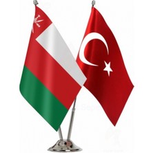 Umman ve Türkiye Ikili Masa Bayrağı Seti