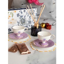 Rossev Hediyelik Iris Hediye Kutulu Bambu Çubuklu Koku ve Fincan Takımı 2 Kişilik