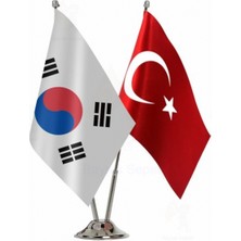 Guney Kore ve Türkiye Ikili Masa Bayrağı Seti