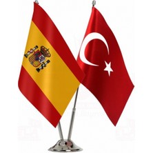 Ispanya ve Türkiye Ikili Masa Bayrağı Seti