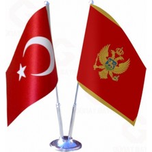 Karadağ ve Türkiye Ikili Masa Bayrağı Seti