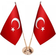 Krom Ikili (2li) Türk Masa Bayrağı
