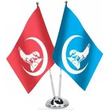 Krom Ikili (2li) Bozkurt Masa Bayrağı