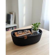 Mtg Jüt Tasarım El Emeği Doğal Jüt Kordon Halattan Oval Organizer / Ekmek Sepeti / Çok Amaçlı Sepet