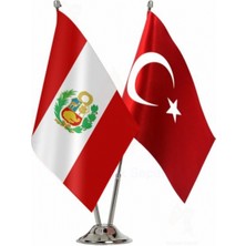 Peru ve Türkiye Ikili Masa Bayrağı Seti