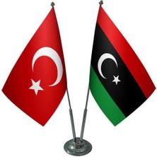 Libya ve Türkiye Ikili Masa Bayrağı Seti