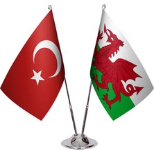 Galler ve Türkiye Ikili Masa Bayrağı Seti