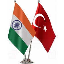 Hindistan ve Türkiye Ikili Masa Bayrağı Seti