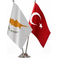 Guney Kıbrıs ve Türkiye Ikili Masa Bayrağı Seti
