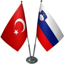Slovenya ve Türkiye Ikili Masa Bayrağı Seti