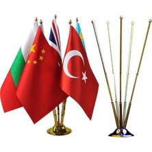 Ülke Bayrakları Krom Beşli (5li) Masa Bayrağı