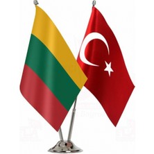 Litvanya ve Türkiye Ikili Masa Bayrağı Seti