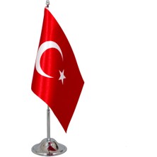 Türk Masa Bayrağı 15X22.5 cm Direkli Tekli