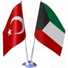Kuveyt ve Türkiye Ikili Masa Bayrağı Seti