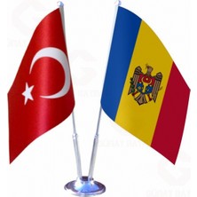 Moldova ve Türkiye Ikili Masa Bayrağı Seti