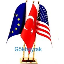 Pirinç Üçlü Avrupa-Adb-Türkiye Masa Bayrağı
