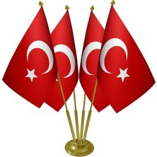 Dörtlü (4'lü) Gold Masa Bayrak Direği (Sadece Direk)