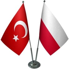 Polonya ve Türkiye Ikili Masa Bayrağı Seti