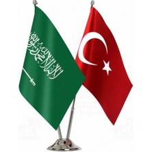 Suudi Arabistan ve Türkiye Ikili Masa Bayrağı Seti