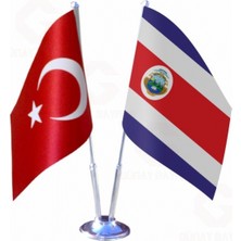 Kostarika (Costarica) ve Türkiye Ikili Masa Bayrağı Seti