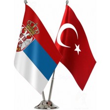 Sirbistan ve Türkiye Ikili Masa Bayrağı Seti