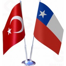 Şili ve Türkiye Ikili Masa Bayrağı Seti