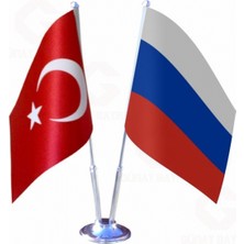Rusya ve Türkiye Ikili Masa Bayrağı Seti