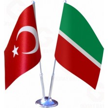 Tataristan ve Türkiye Ikili Masa Bayrağı Seti