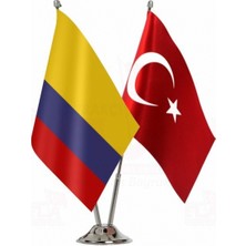 Kolombiya ve Türkiye Ikili Masa Bayrağı Seti