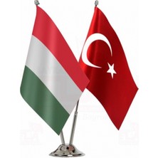 Macaristan ve Türkiye Ikili Masa Bayrağı Seti