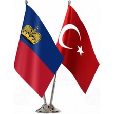 Liechtenstein ve Türkiye Ikili Masa Bayrağı Seti